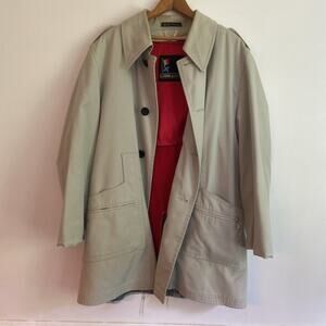 Vintage Harbor Master Coat Mens 40 Liner Wool USA Beige Men L Red John Weitz